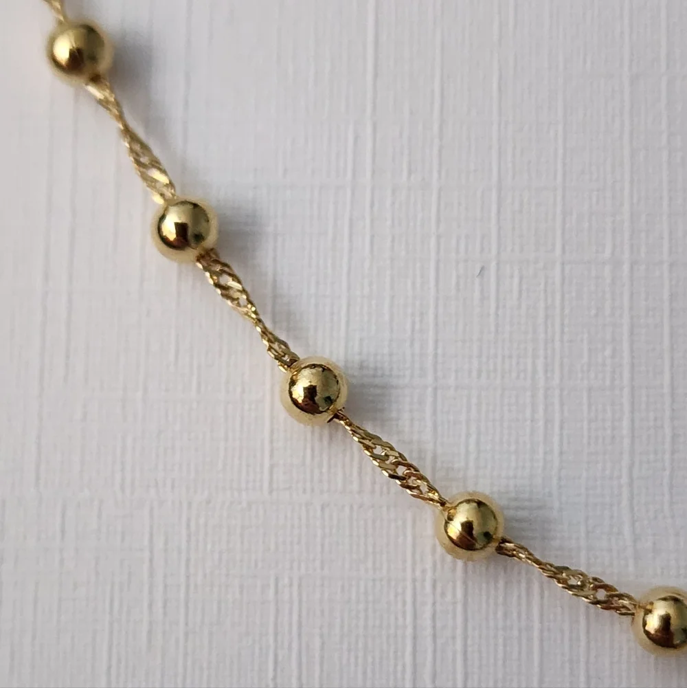14k Gold on Sterling Silver Cross fixed pendant satellite 16"+2 necklace, NEW! - Picture 3 of 11